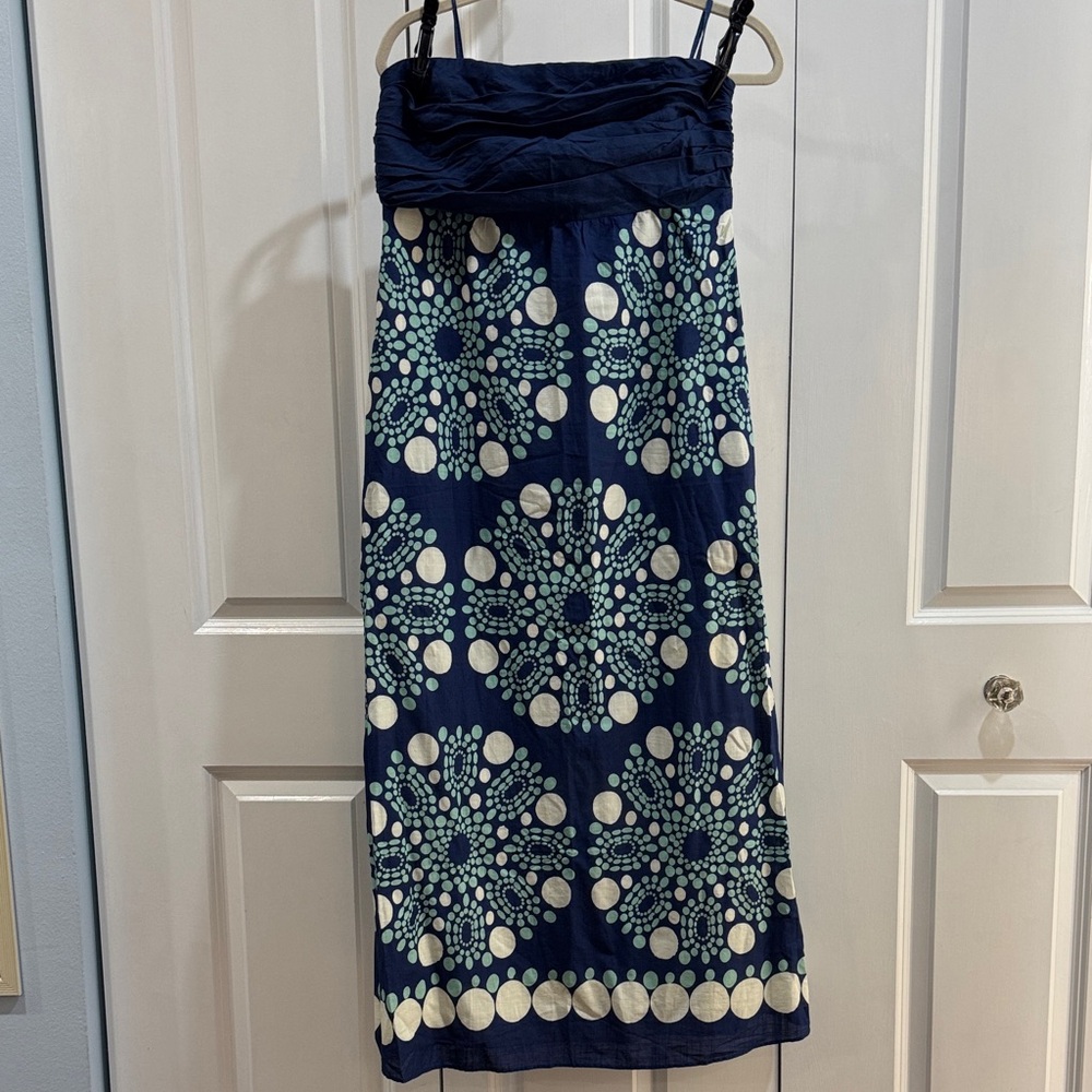 Anthropologie NWOT Maeve Navy Blue Strapless Maxi Dress
